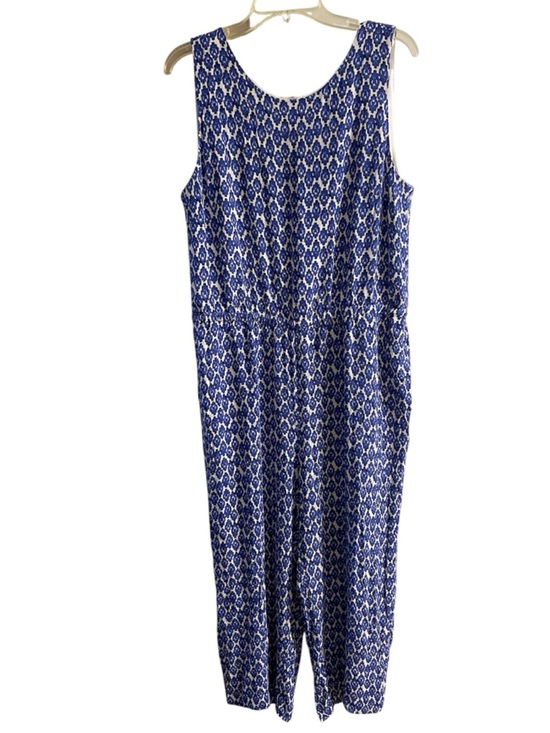 Talbots Pants - Talbots Blue and White Sleeveless Printed Jumpsuit Sz 16